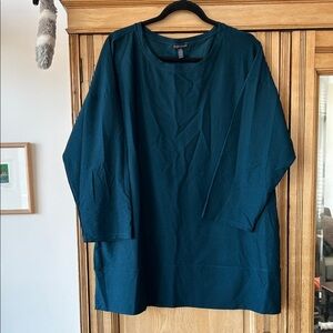 Eileen Fisher Deep Teal Long Sleeve Shirt XL